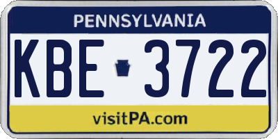 PA license plate KBE3722