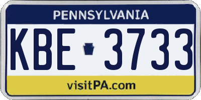 PA license plate KBE3733