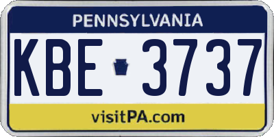PA license plate KBE3737