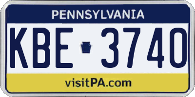 PA license plate KBE3740