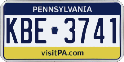 PA license plate KBE3741