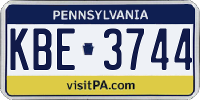 PA license plate KBE3744