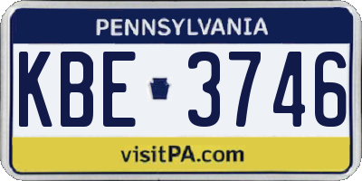 PA license plate KBE3746