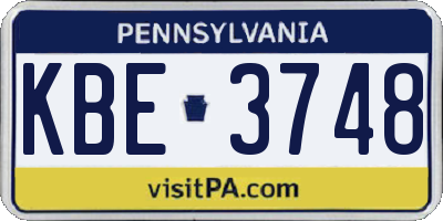 PA license plate KBE3748