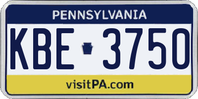 PA license plate KBE3750
