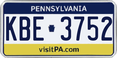 PA license plate KBE3752