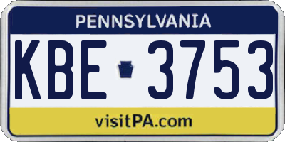 PA license plate KBE3753