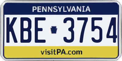 PA license plate KBE3754