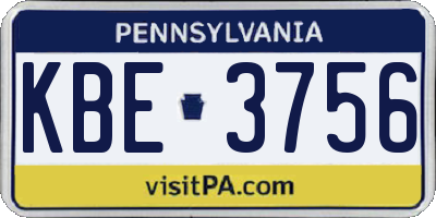 PA license plate KBE3756