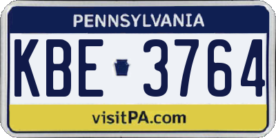 PA license plate KBE3764