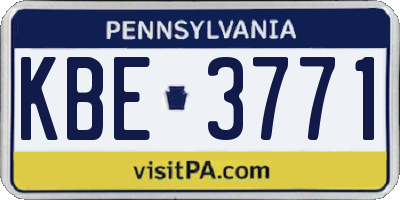 PA license plate KBE3771