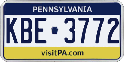 PA license plate KBE3772