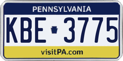 PA license plate KBE3775