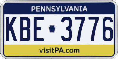 PA license plate KBE3776
