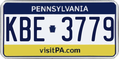PA license plate KBE3779