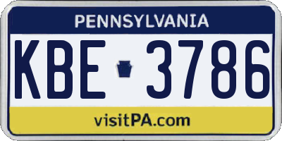 PA license plate KBE3786