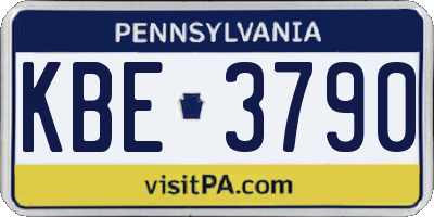 PA license plate KBE3790