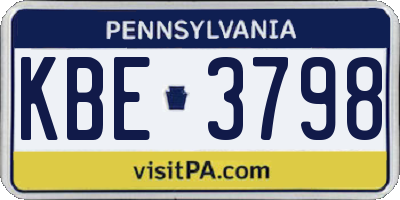 PA license plate KBE3798