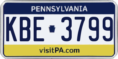 PA license plate KBE3799