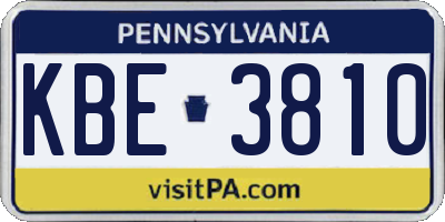 PA license plate KBE3810