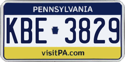 PA license plate KBE3829