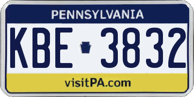 PA license plate KBE3832