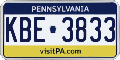 PA license plate KBE3833