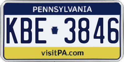 PA license plate KBE3846