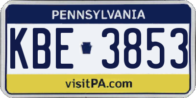 PA license plate KBE3853