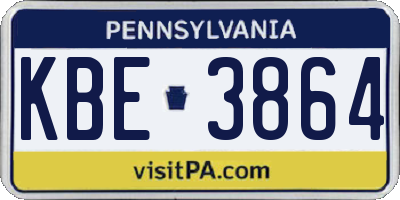 PA license plate KBE3864