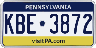 PA license plate KBE3872
