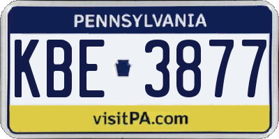 PA license plate KBE3877