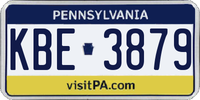 PA license plate KBE3879