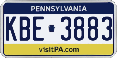 PA license plate KBE3883