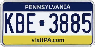 PA license plate KBE3885