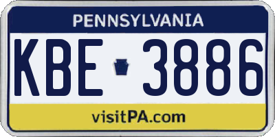 PA license plate KBE3886