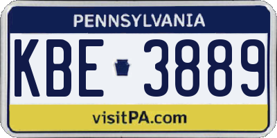 PA license plate KBE3889