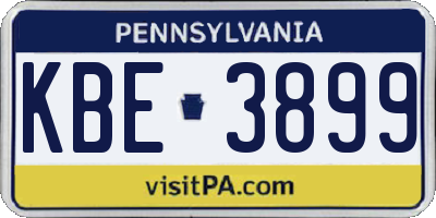 PA license plate KBE3899