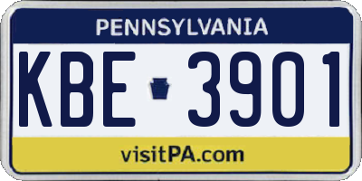 PA license plate KBE3901