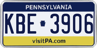 PA license plate KBE3906