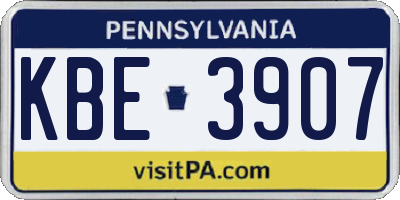 PA license plate KBE3907