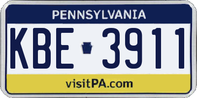 PA license plate KBE3911