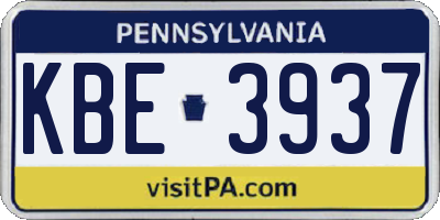PA license plate KBE3937