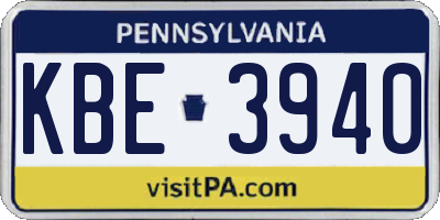PA license plate KBE3940