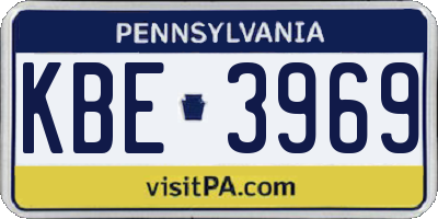 PA license plate KBE3969