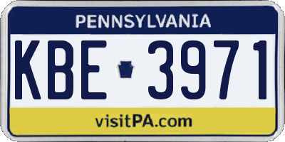 PA license plate KBE3971