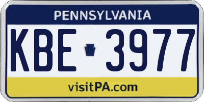 PA license plate KBE3977