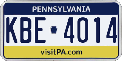 PA license plate KBE4014