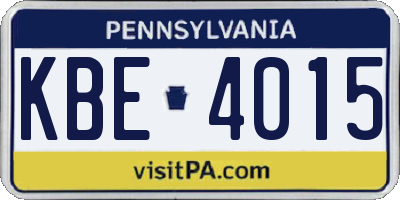 PA license plate KBE4015