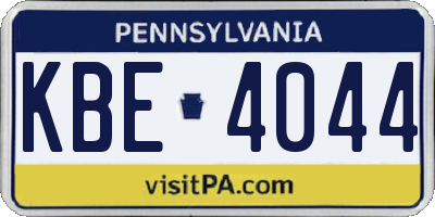 PA license plate KBE4044